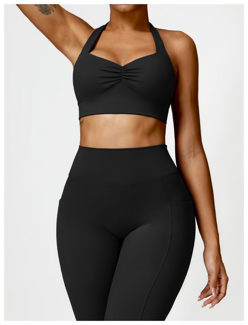 OEM Factory Add Logo Quickly Dry Halter Neck Fitness Sports Bra S-XL