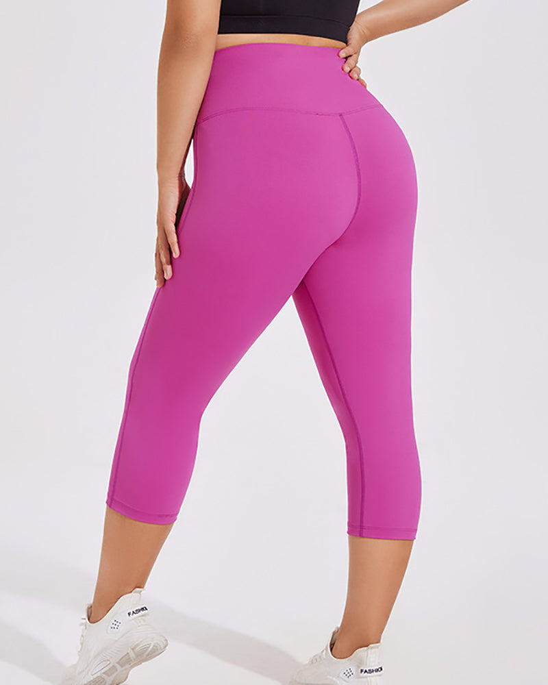 Women High Waist Plus Size Yoga Fitness Cropped Pants XL-4XL