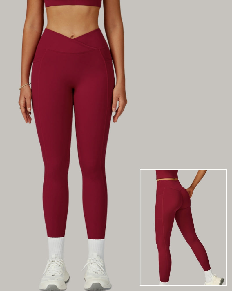 OEM Manufacturer High Waist Criss Front Side Pocket Fitness Running Leggings S-XL