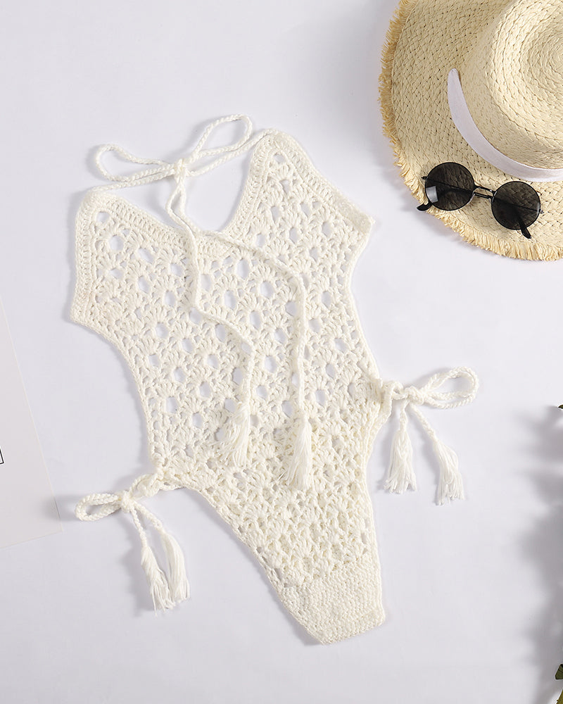 Sexy One Piece Swimsuit Women Crochet Sexy Swimwear Female Khaki Thong Backless Monokini Bathing Suit Hot OM25993