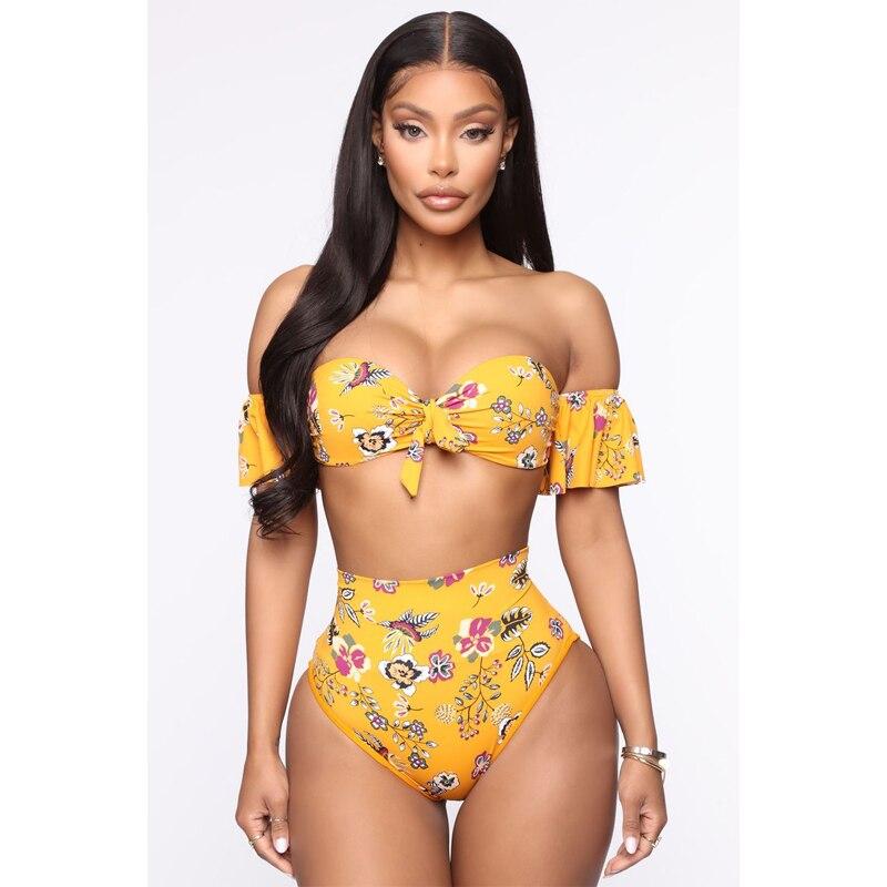 Sexy Swimsuit Push Up Bikinis Bathing Floral Two Piece Suits High Waist Bikini 2021 Women&