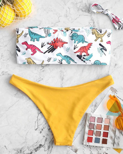 Yellow New Sexy Pattern Print Two-piece Swimsuit