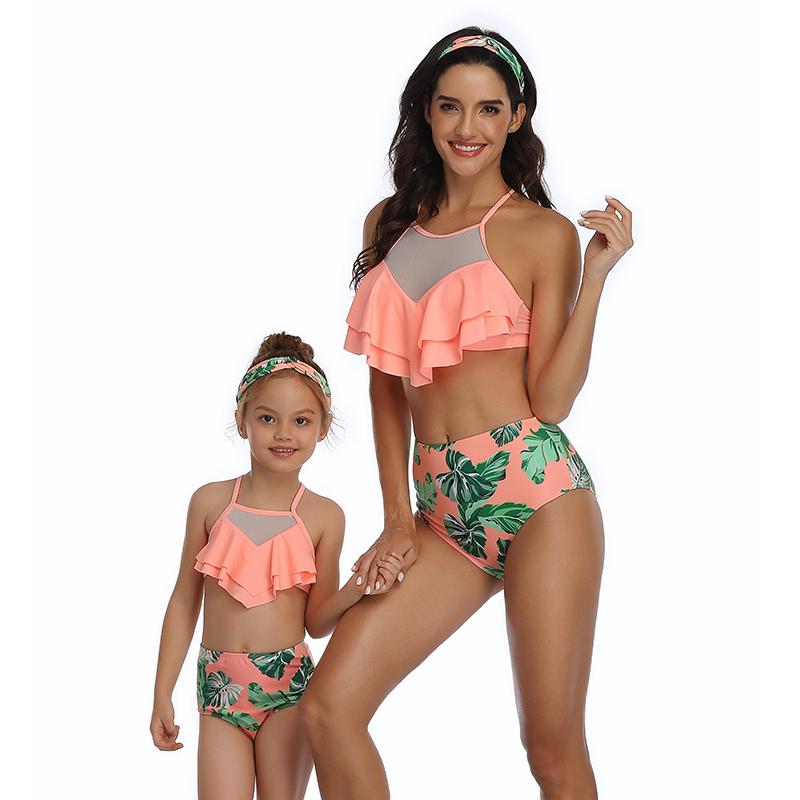 New Arriving Beauty Floral Print Sexy Parent&Child Swimsuit S-XL OM20675