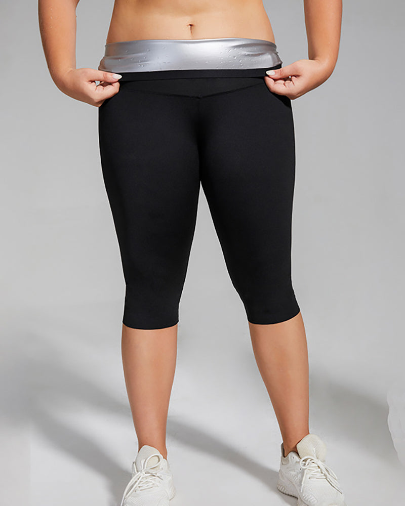 Women High Waist Solid Color Slim Plus Size Yoga Pants Sweatpants Black Shorts Legging XL-4XL