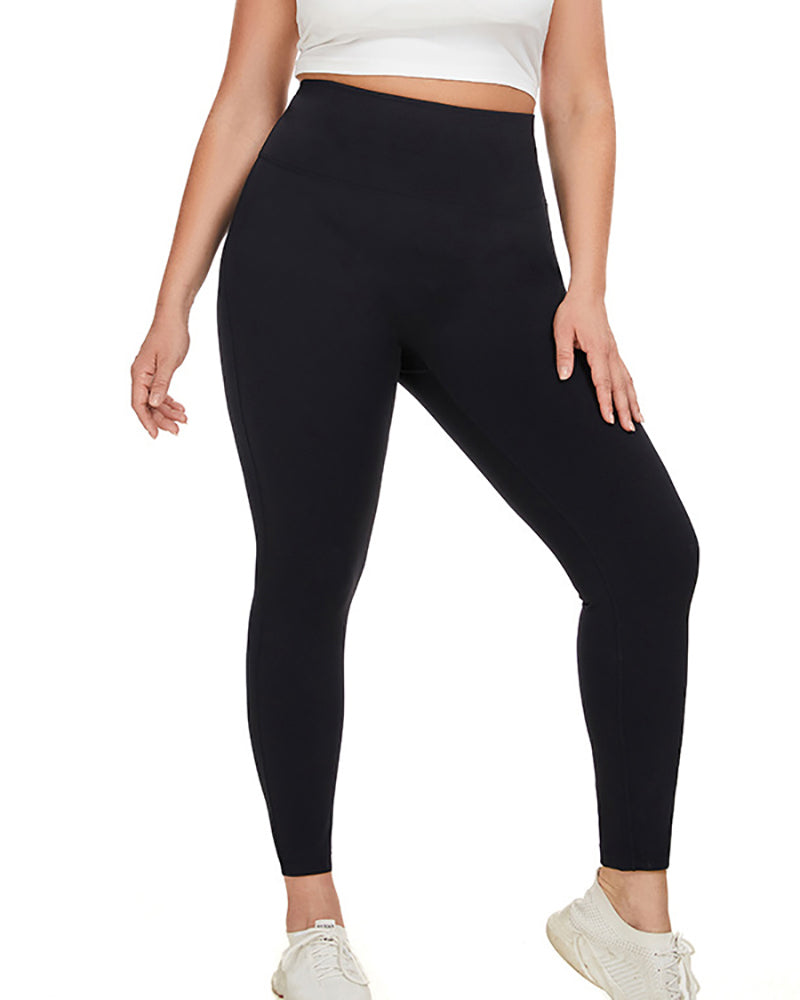 Fleece High Waist Running Plus Size Yoga Leggings Pants Gray Black XL-4XL