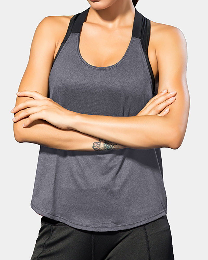 Ladies Sports Vest Fitness Yoga Running T-Sling Blouse Quick Dry Breathable Loose Vest S-2XL