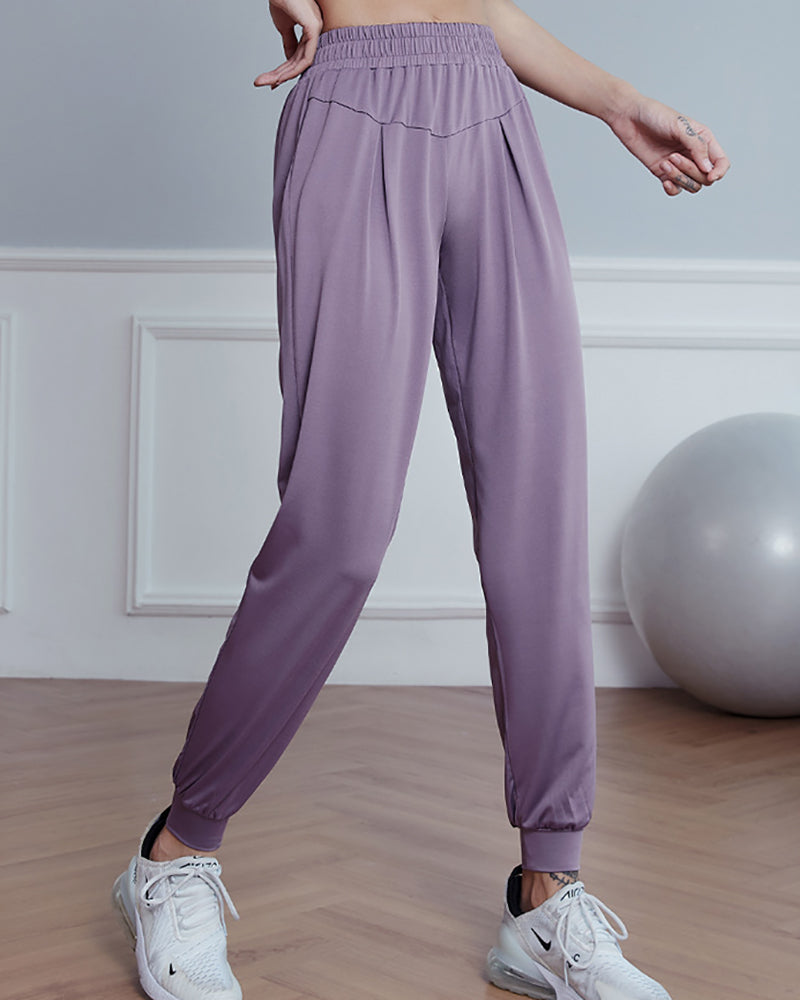 Quick Dry Loose Running Solid Color High Elastic Trousers Joggers Black Gray Blue Purple S-XL