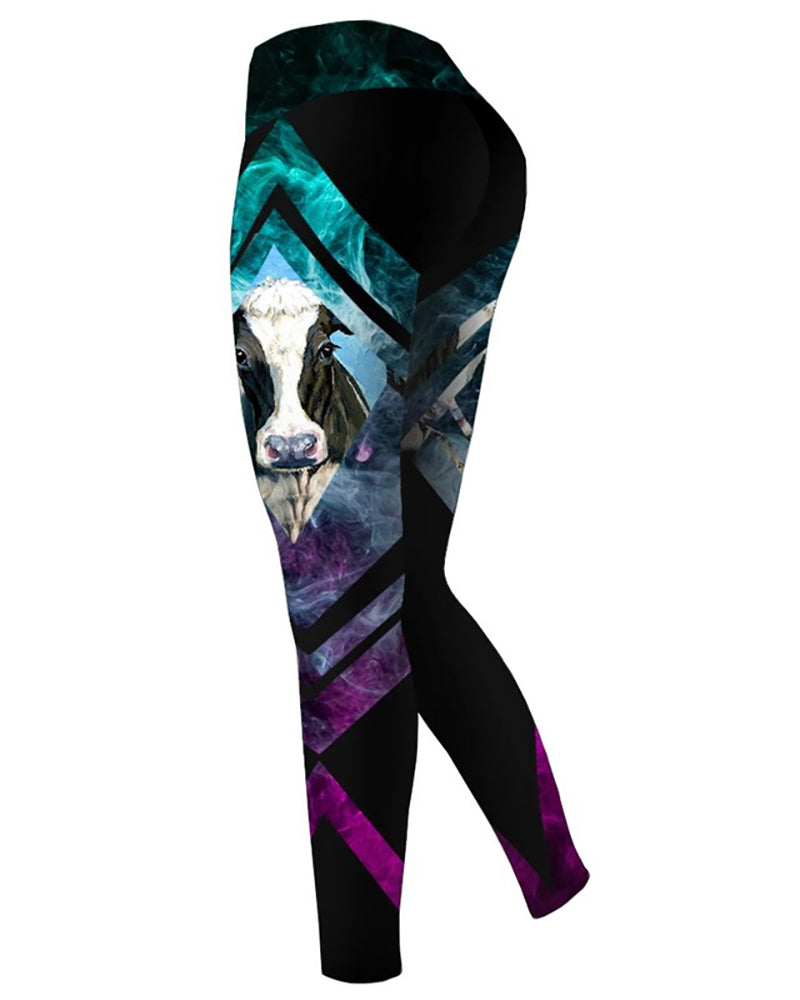 Women Casual Yoga Sport Pants Skull Rose Print 3D Trousers Leggings