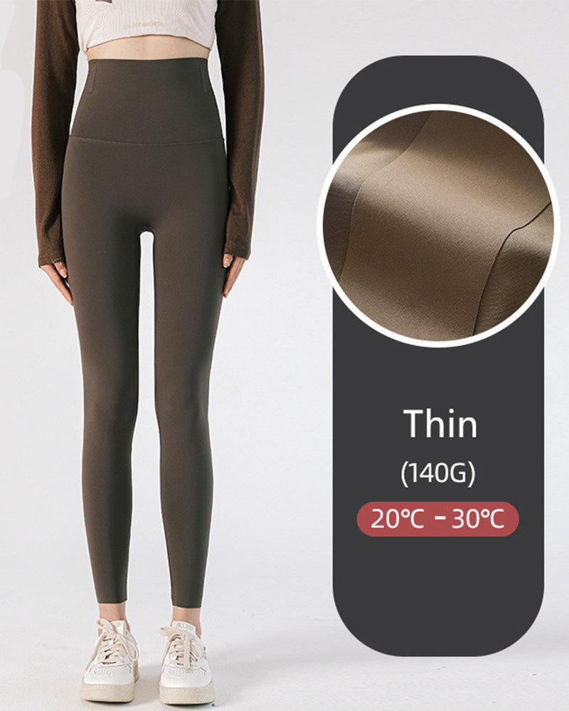 Summer Autumn Winter Popular High Waist  Naked Silky Traceless Yoga Legging Thin Fleece Velours S-3XL