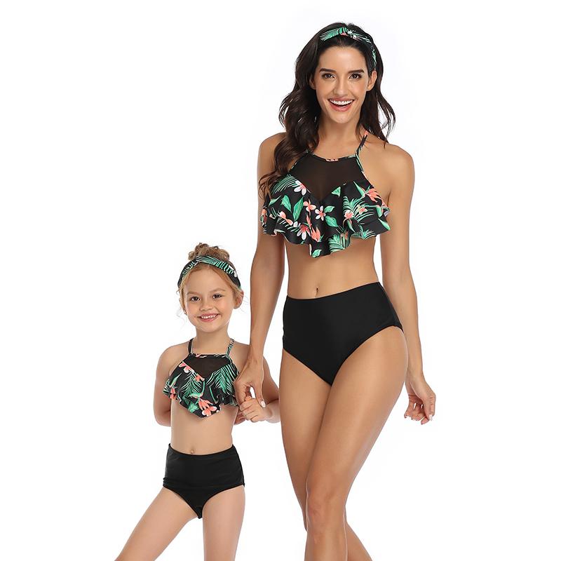 New Arriving Beauty Floral Print Sexy Parent&Child Swimsuit S-XL OM20675