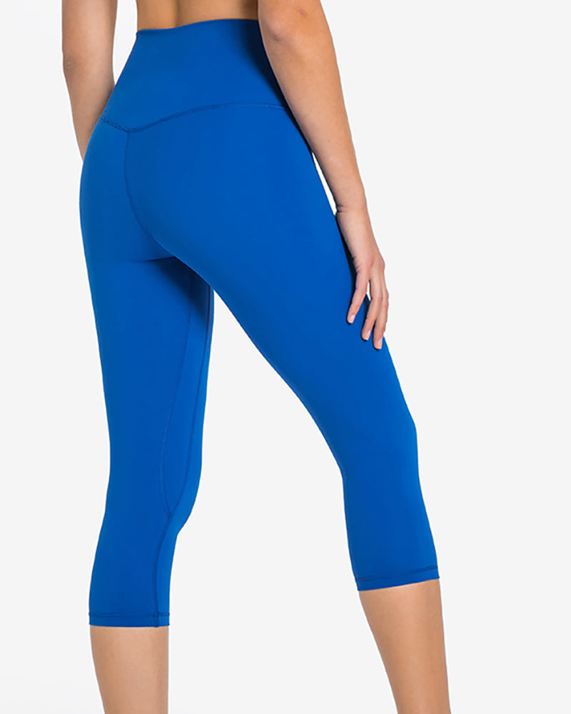 Women High Waist Solid Color 7 Point Leggings 4-12