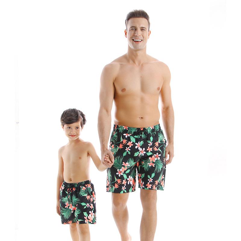 New Arriving Floral Print Parent-child Beach Pants Small Children Swimsuit M-2XL OM20686