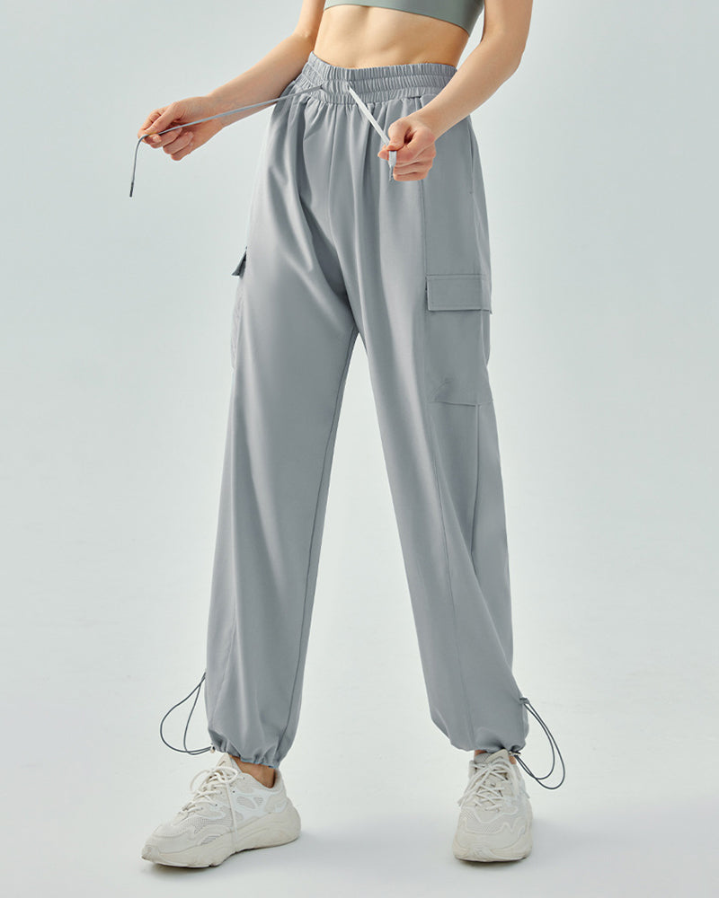 High Waist Wide Leg Loose Sports Casual Sports Pants Gray Apricot Purple Black S-XL