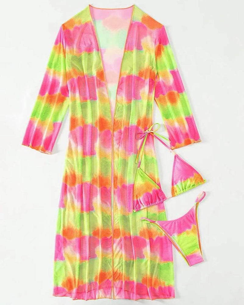 Colorful Women New Beach Bikini Set and Cover Up Dress S-XL