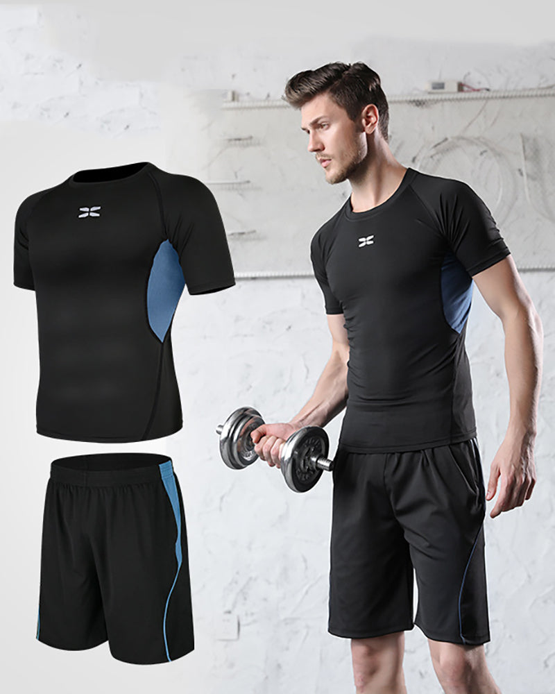 Mens Patchwork Casual Running Sports Training Sports Suits Active Wear S-3XL