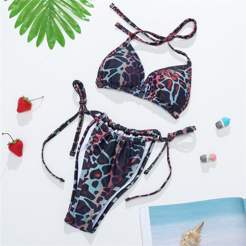 Printed Hot Three Piece Swimsuit S-L OM22497