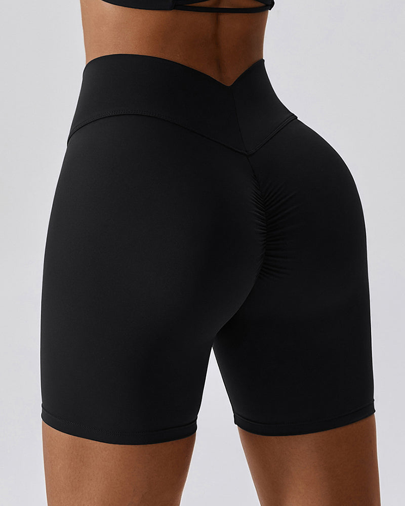 78% Nylon All-in-one Design Comfortable High Waist Hips Lift Sports Shorts S-XL