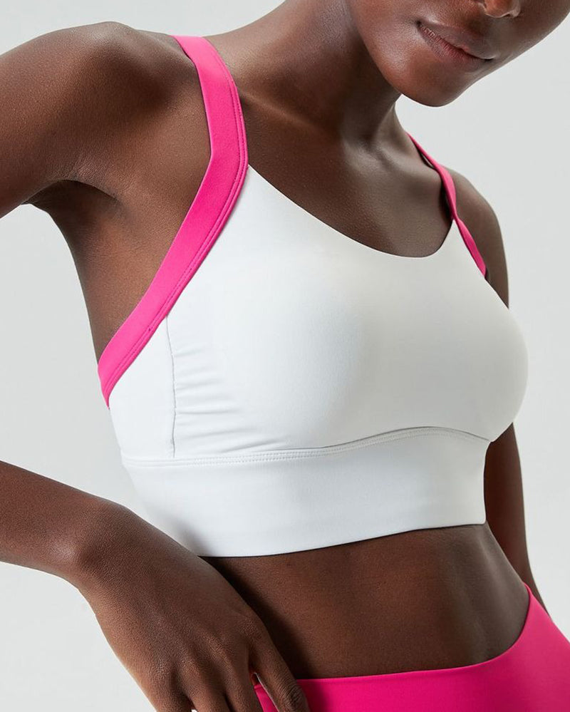 Colorblock Fixed Cup Cat Ear Back Sports Bra S-XL