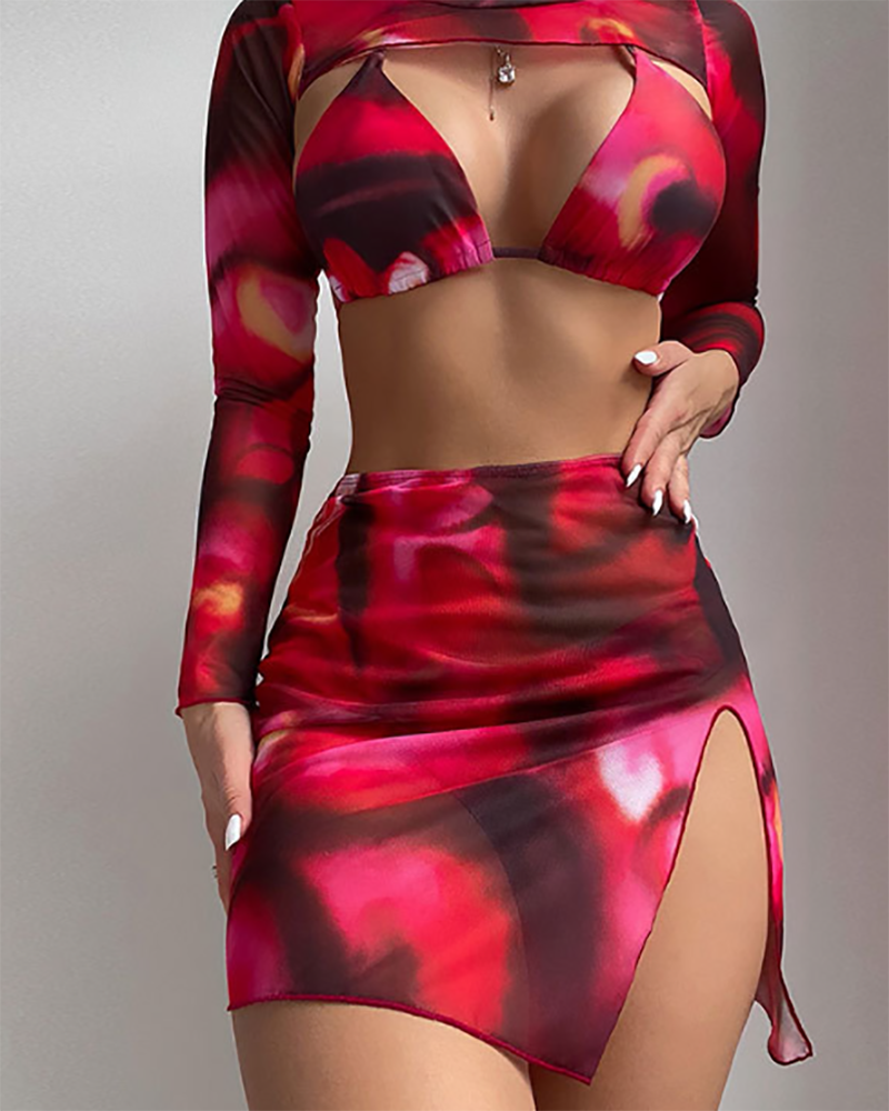 Printed Women 4 Piece Set Design Swimwear S-XL