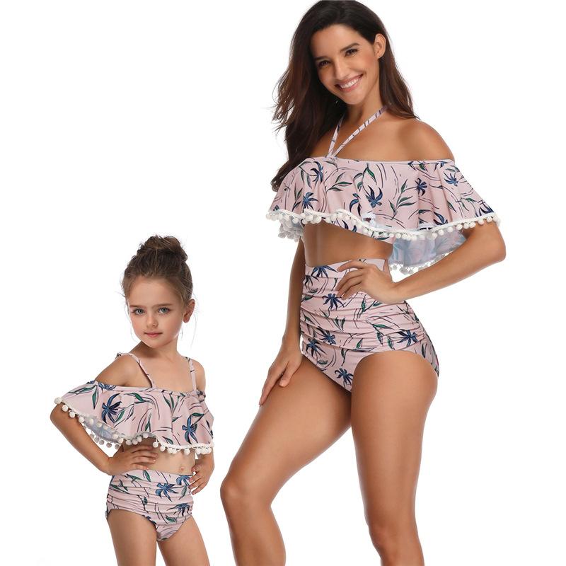 New Design Sexy Off-shoulder Backless High Waist Parent-child Bathing Suit S-XL OM20687