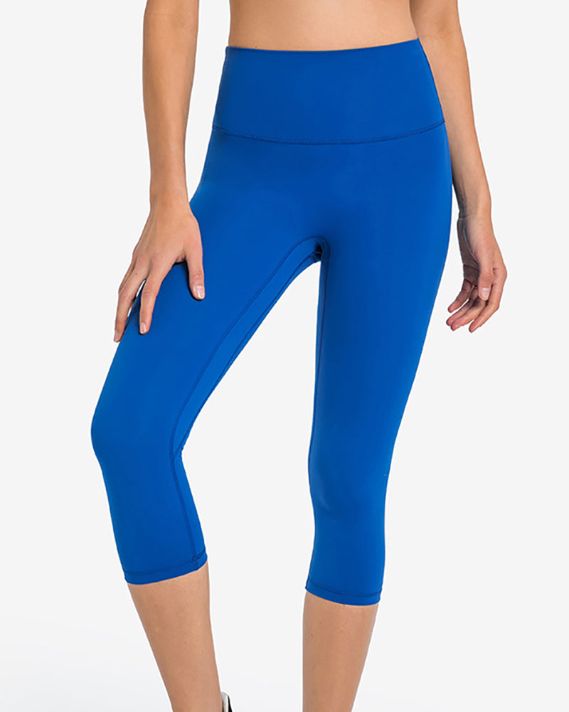 Women High Waist Solid Color 7 Point Leggings 4-12