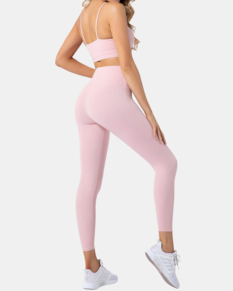 Women Sports Clothing Sportswear Yoga Set Gym Fitness Clothes Running Workout High Waist Legging Sports Bra Racerback Tops Pants