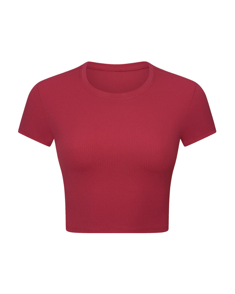 Women Short Sleeve O-Neck Slim Sports Yoga Tops 4-12