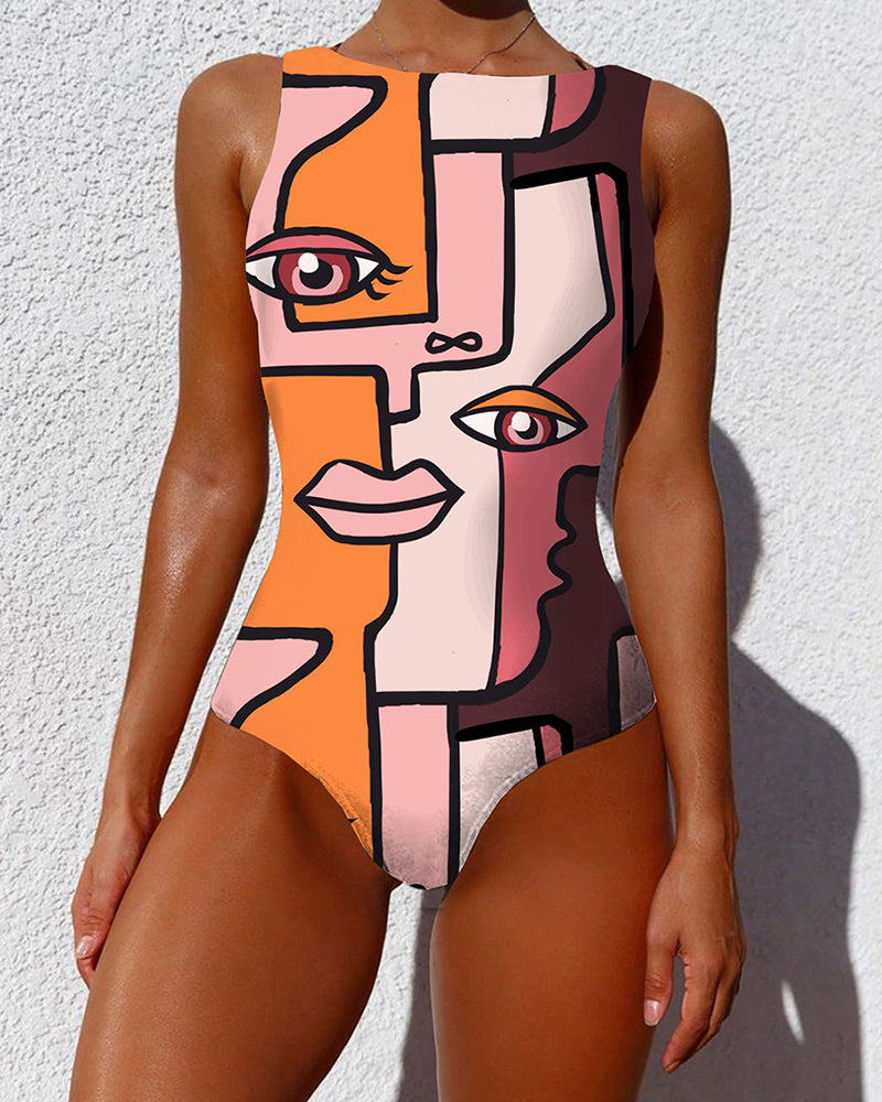 Floral Print Swimsuit Woman One-piece Swimsuit