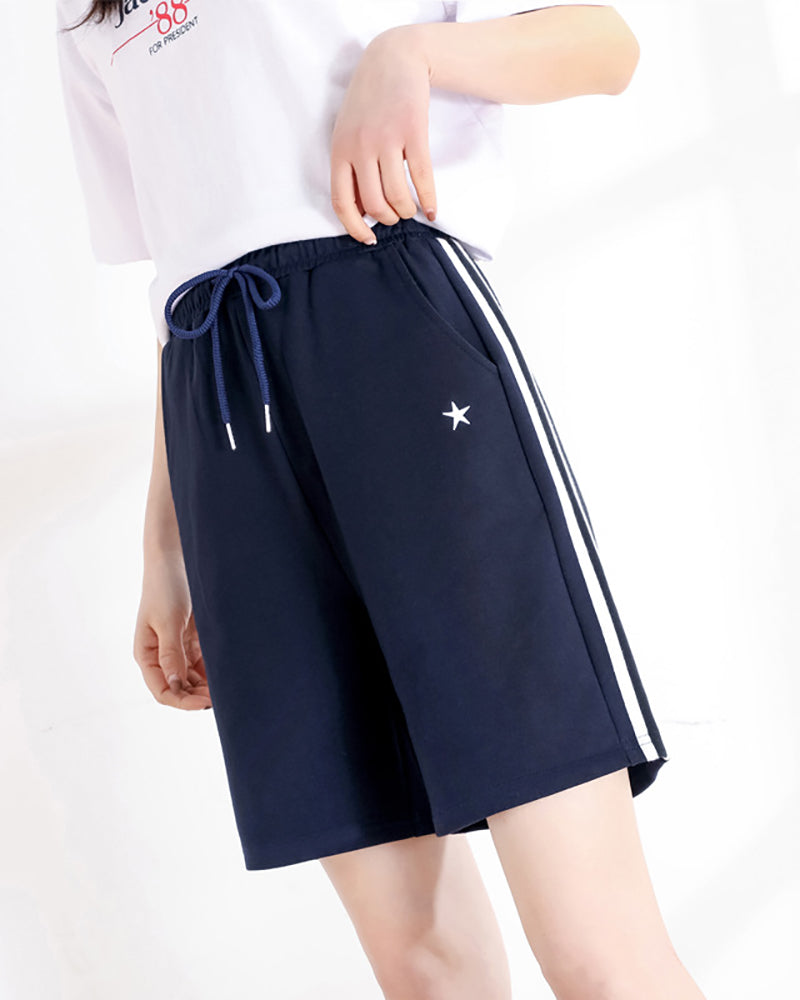 Women Shorts Knee-length Streetwear Leisure Solid Drawstring Loose Summer New Yoga Sport Five-point Pants