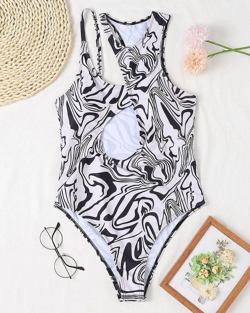 Hollow Out Sexy High Cut One-piece Women Swimsuit S-XL