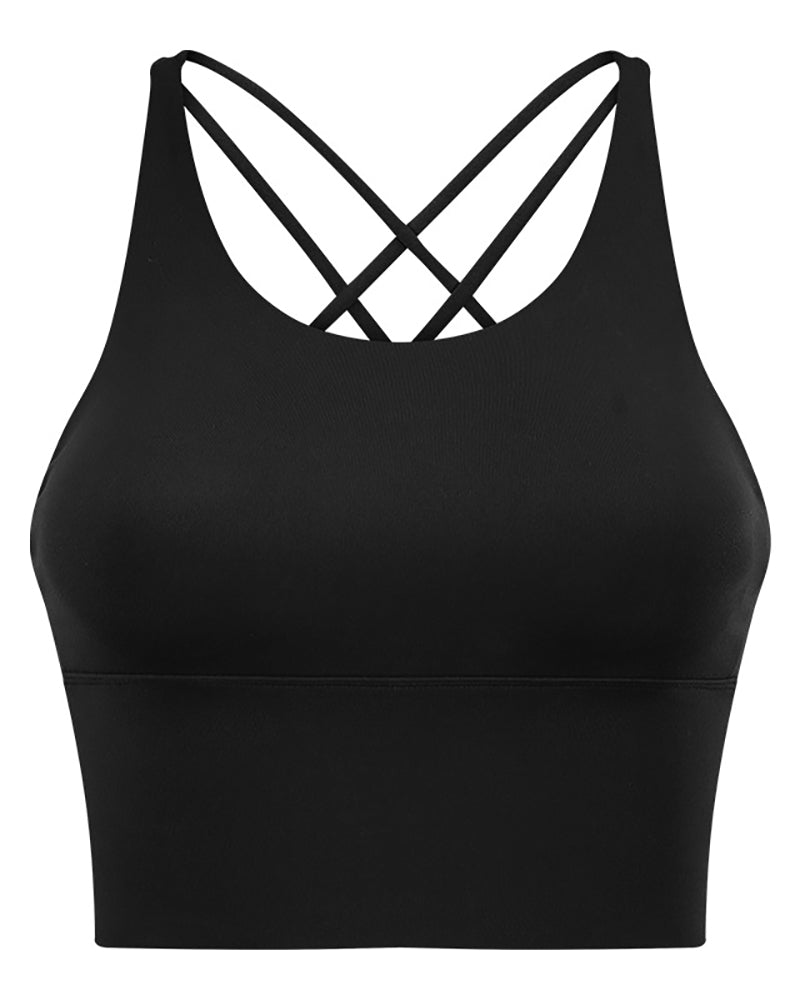 Women Strappy Criss Cross Sports Fitness Backless Bra 4-12