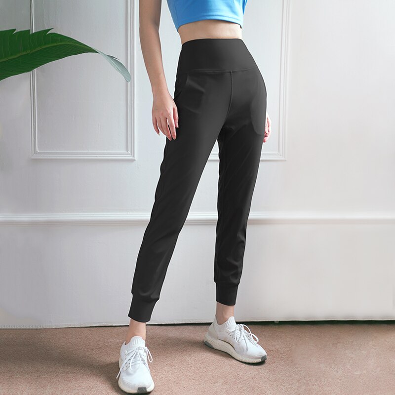 Women Sports Running Pant Joggers Cozy High Waist Yoga Pants Female Breathable Elasticized Leggings Gym Clothing Pure Colour