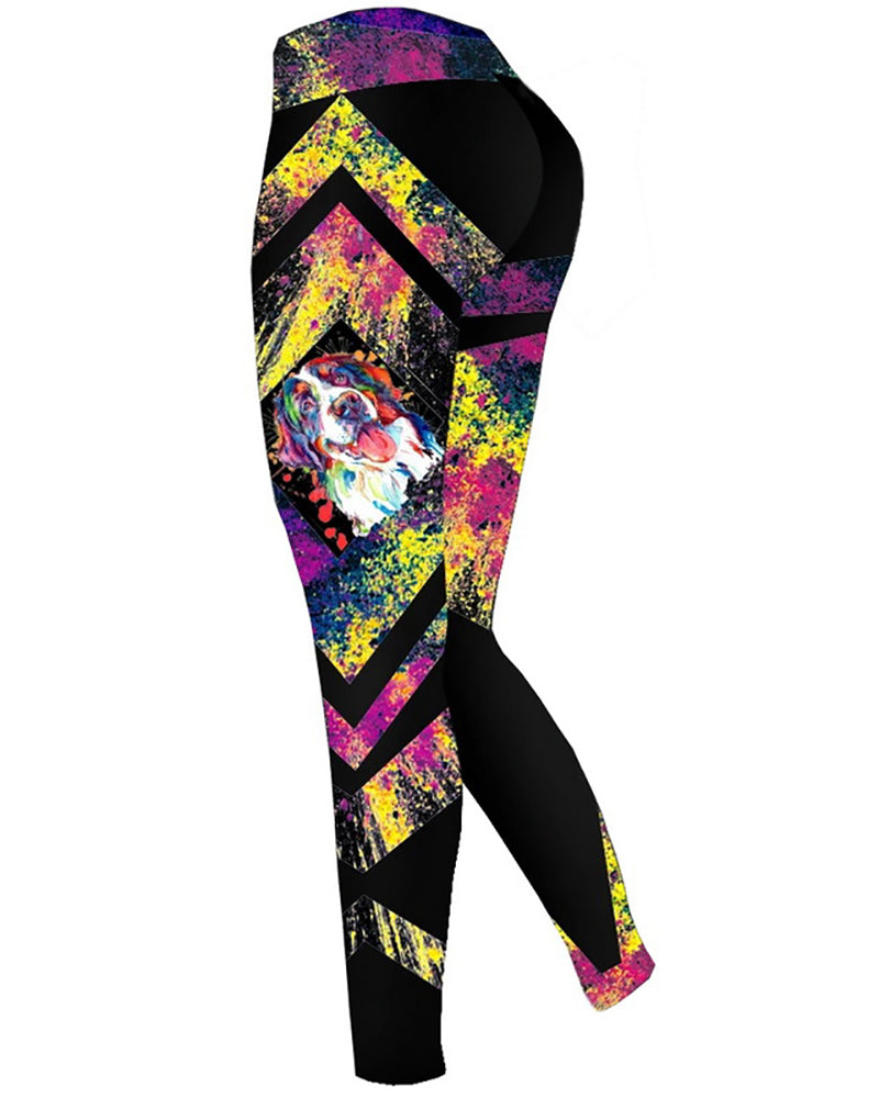 Women Casual Yoga Sport Pants Skull Rose Print 3D Trousers Leggings