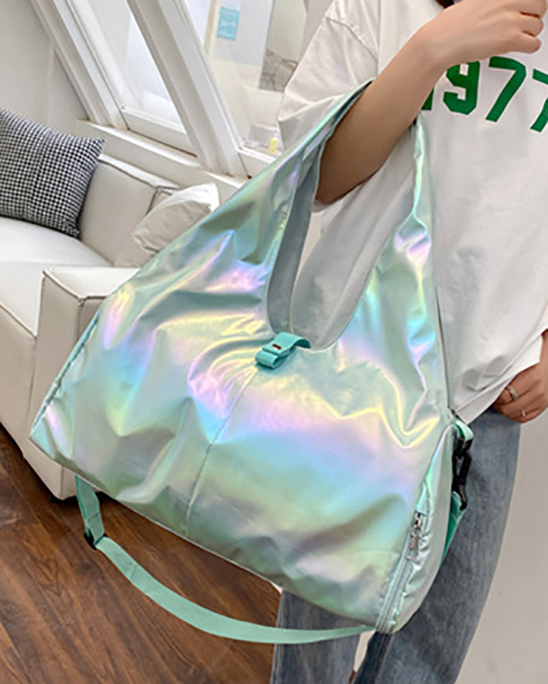 Large Capacity Yoga Fitness Bag Pearlescent Waterproof Fabric Dry Wet Separation Swimming Bag