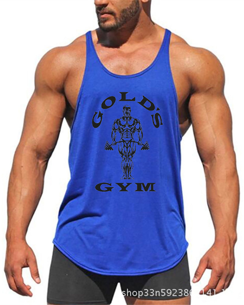 Gym Printed Vest Fitness Circular Hem Training Men&