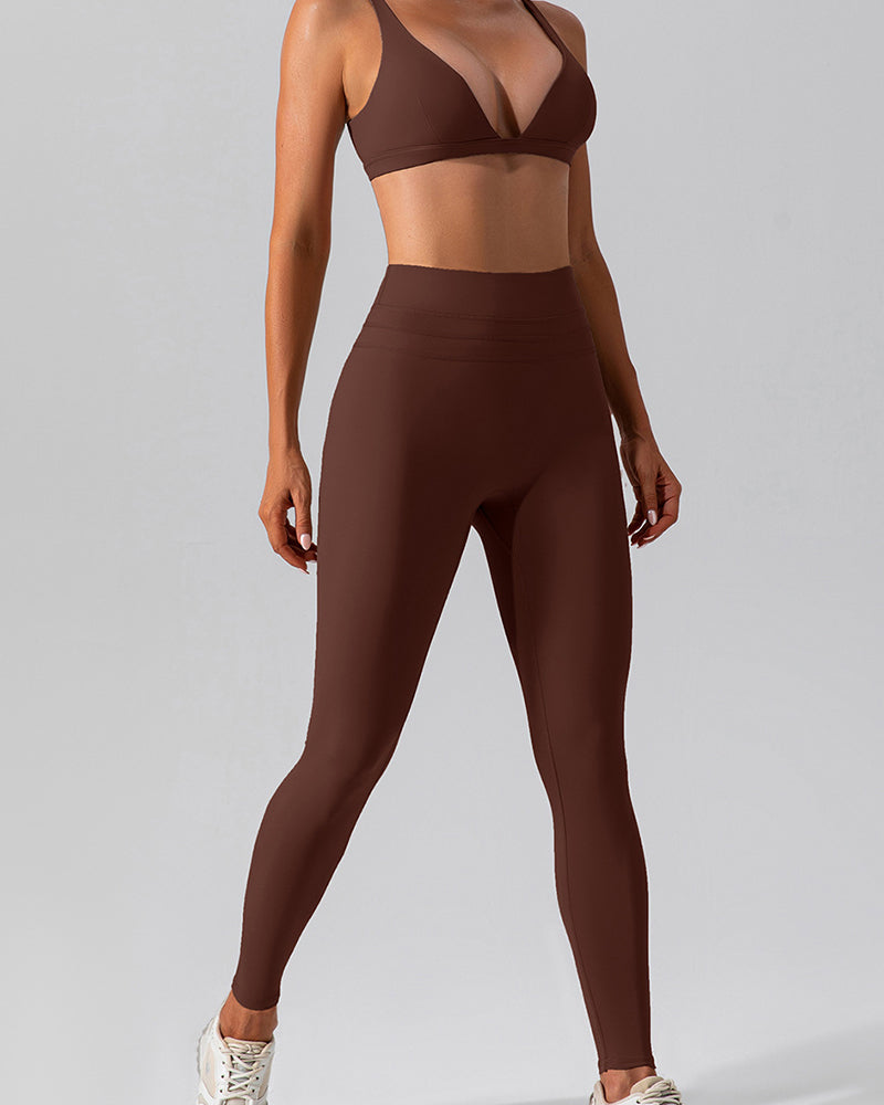 High Waist Lift Hips Nuking Quick Dry Fitness Sports Pants Black Beige Brown Mocha Green S-XL