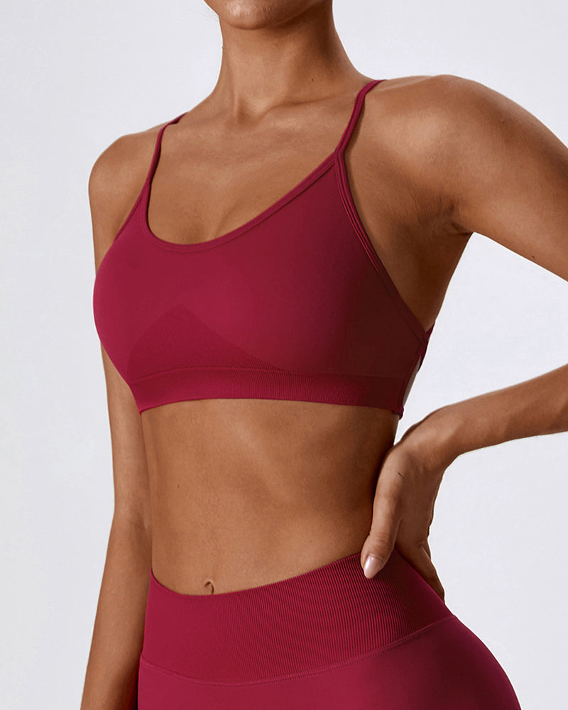 Women Sling Backless Solid Color Sports Bra S-XL