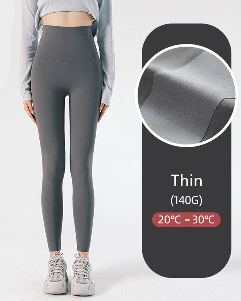 Summer Autumn Winter Popular High Waist  Naked Silky Traceless Yoga Legging Thin Fleece Velours S-3XL