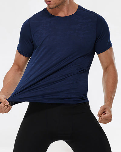 Men's Sports Short-sleeved Loose Casual Sweat-wicking Fitness Clothes Running Training High-elastic Quick-Drying T-shirt Top S-2XL