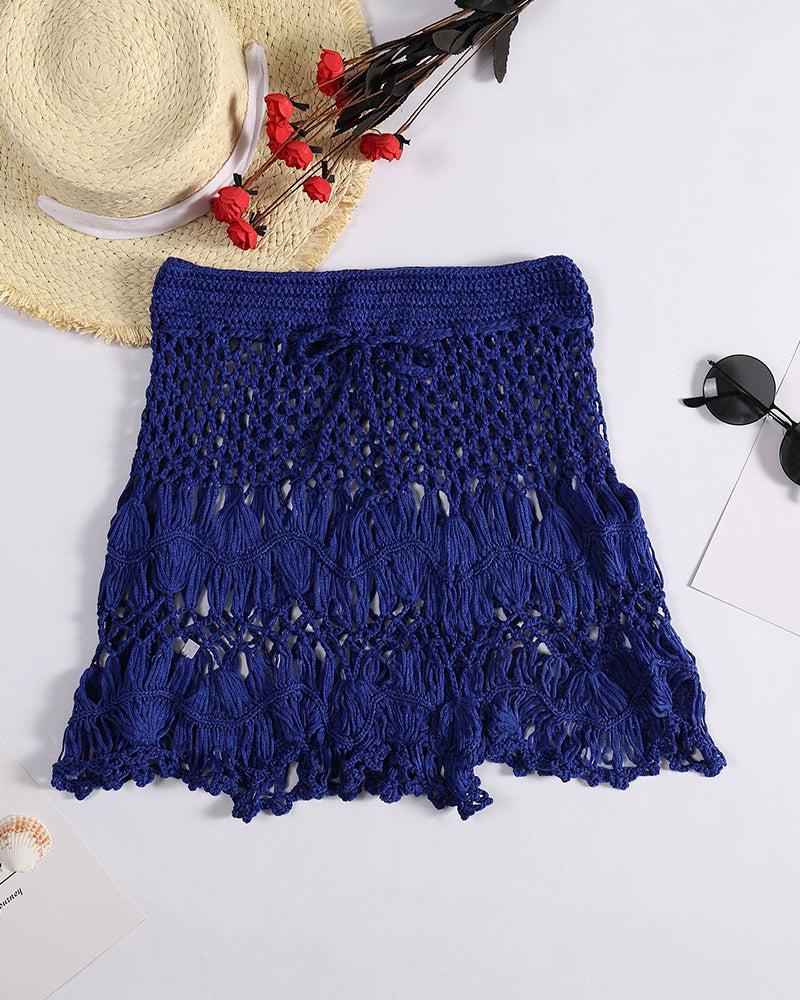 Crochet Swimsuit Beach Skirts Bikini Cover-Up Women Dress Lace-Up Bottom OM25967