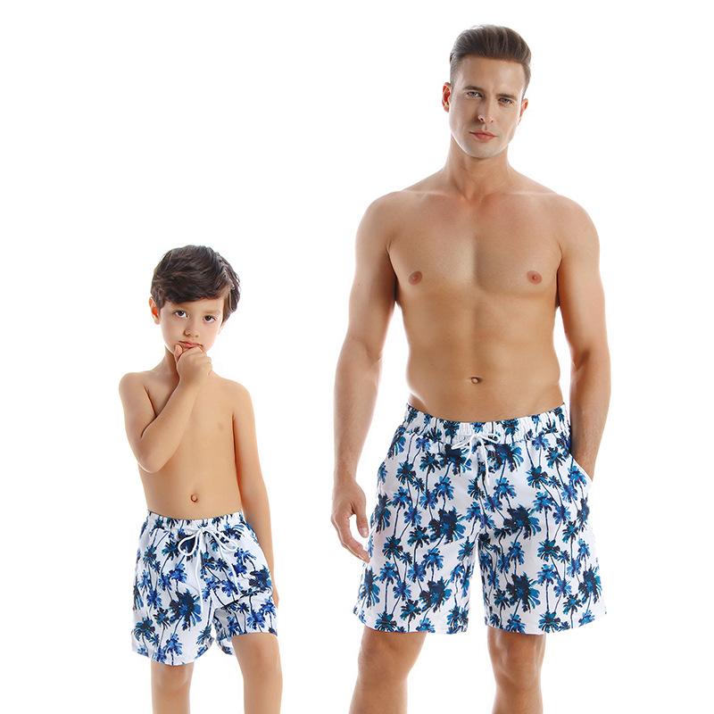 New Arriving Floral Print Parent-child Beach Pants Small Children Swimsuit M-2XL OM20686