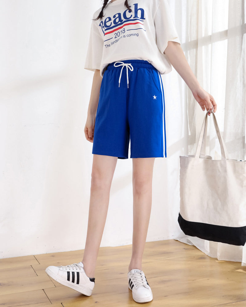 Women Shorts Knee-length Streetwear Leisure Solid Drawstring Loose Summer New Yoga Sport Five-point Pants