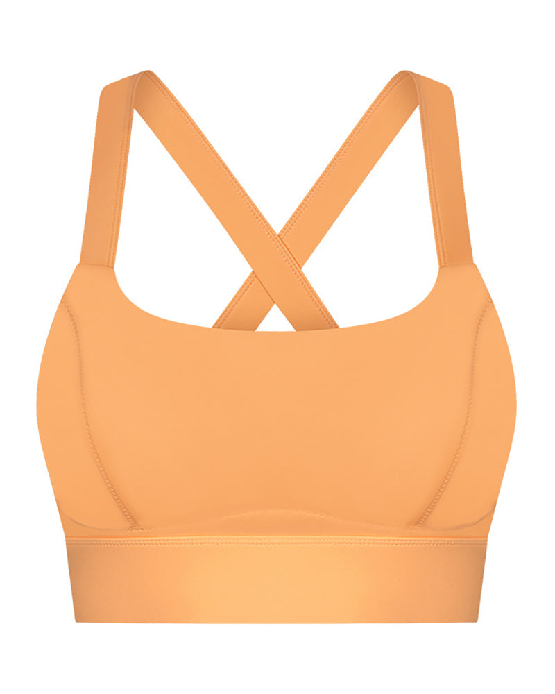 Newest Women Back Criss Cross High Elestic Yoga Sports Bra White Pink Orange Black Gray Cyan 4-12