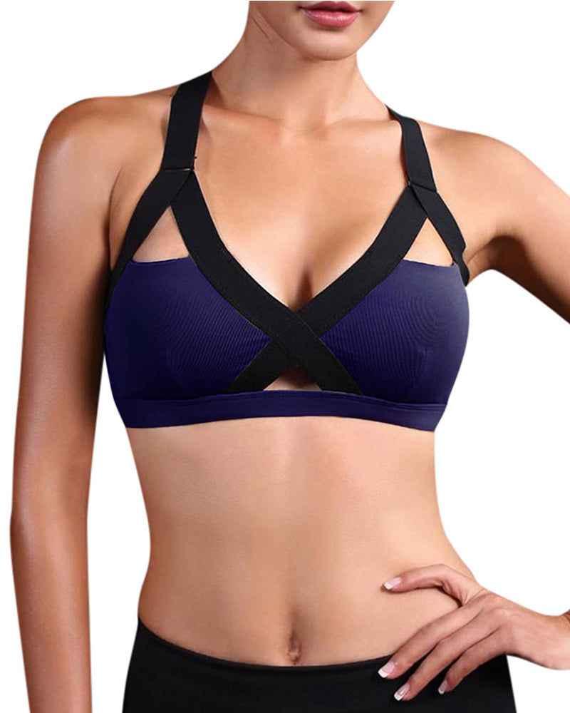 Gym Yoga Tops Women Bandage Cross Sport Vest Bra S-3XL