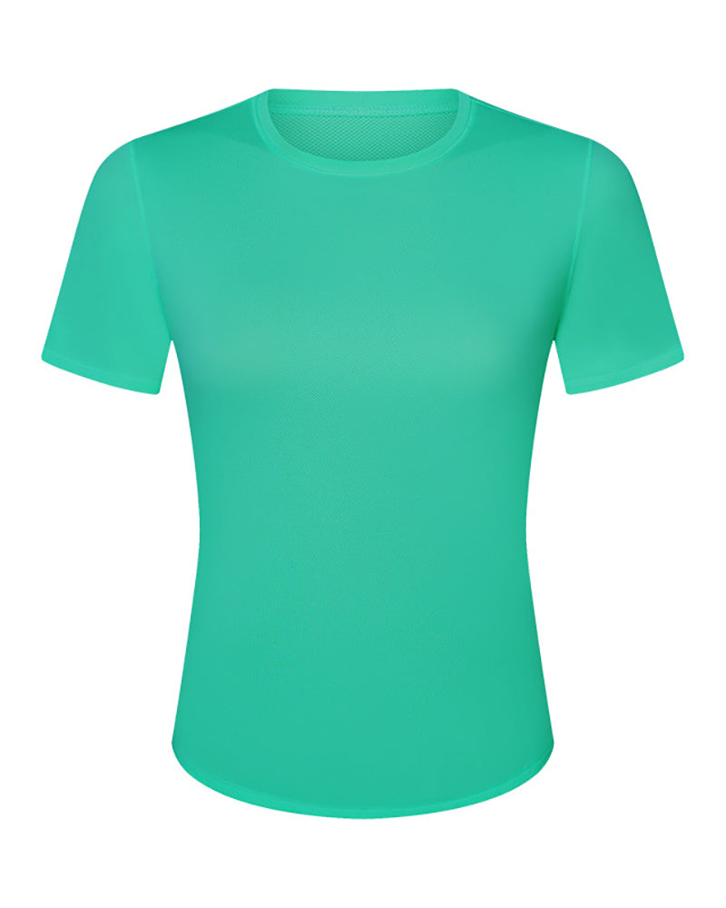 Women Sports Running Solid Color Quick Dry Breathable Tennis Top T-shirt 4-12