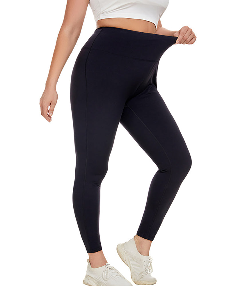 Fleece High Waist Running Plus Size Yoga Leggings Pants Gray Black XL-4XL