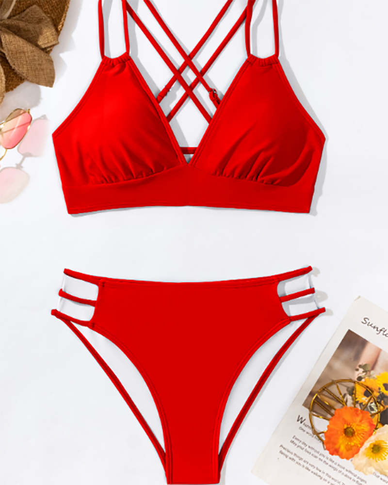 Solid Color Beach Swimwear Bikini S-XL