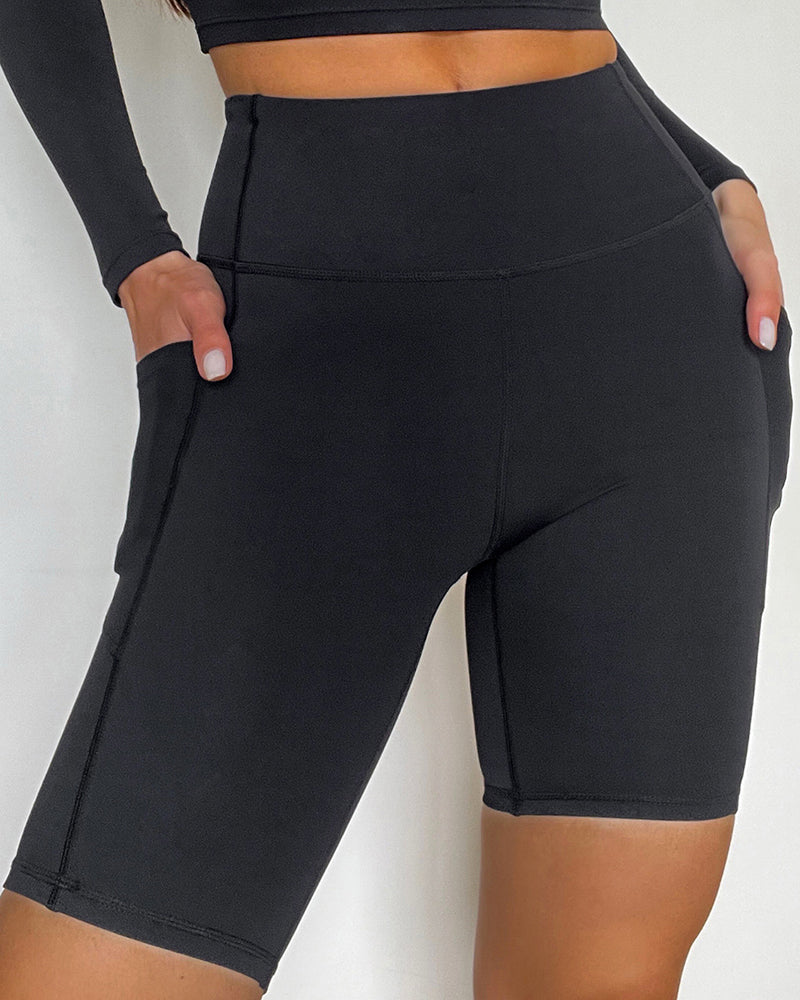 Women Summer New Bra Long-sleeved Shorts Trousers Yoga Suit Running Sports Shorts Four-piece Fitness Clothes Shorts Sets