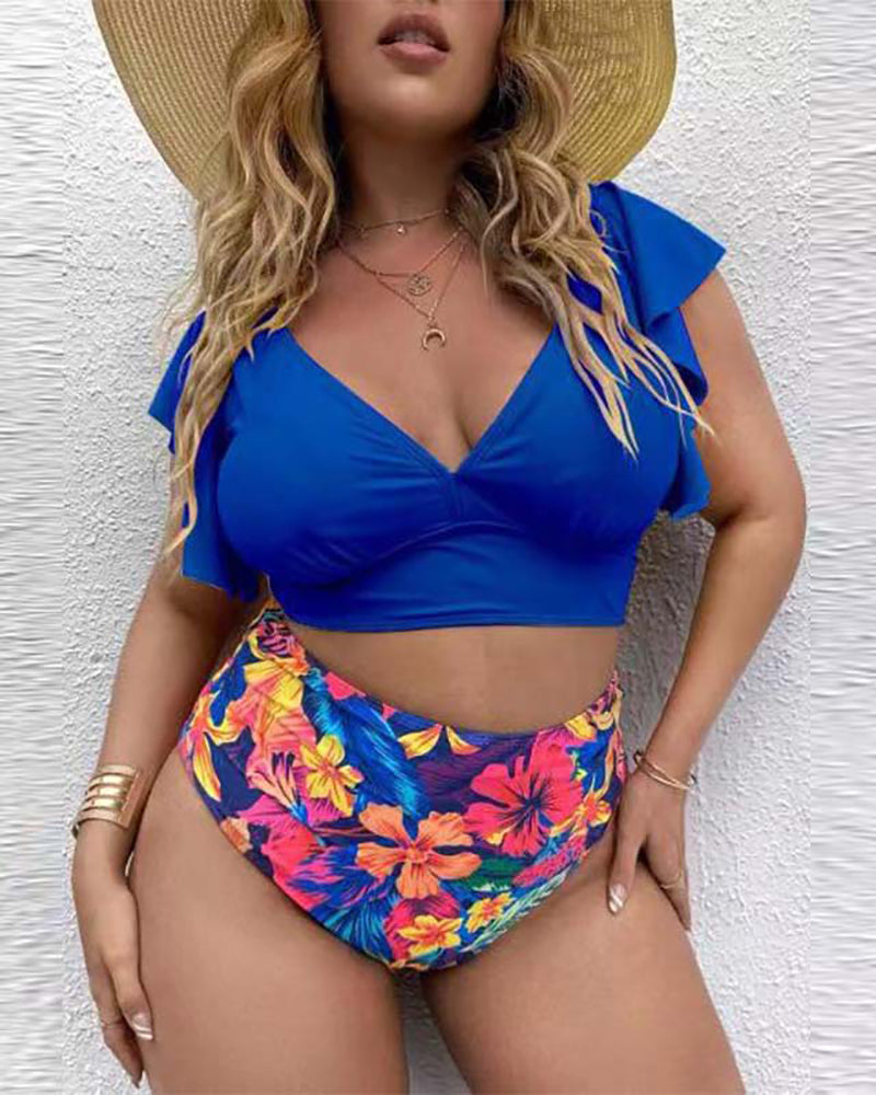 Plus Size Boho Tankini Set Women&