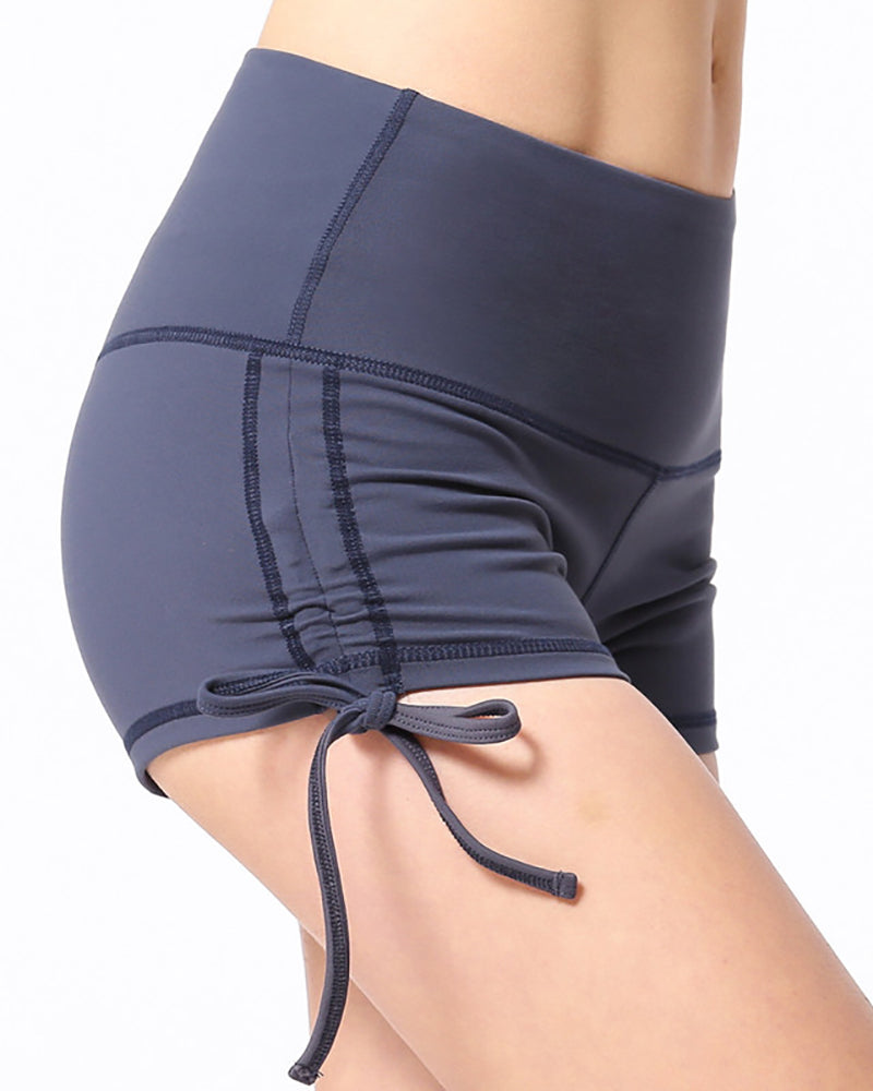 Women Running High Waist Hot Drawstring Yoga Shorts S-XL